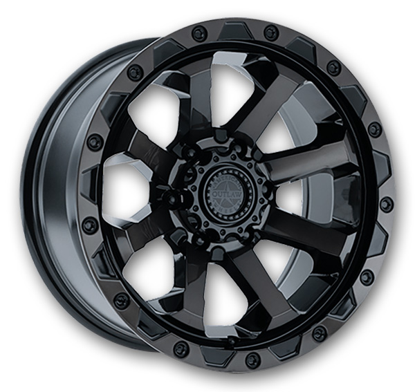American Outlaw Wheels Capone 17x8.5 Gloss Black w/ Black Tint 5x127 0mm 71.6mm