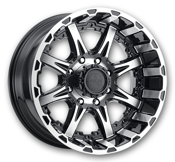 American Outlaw Wheels Doubleshot 17x8.5 Gloss Black w/ Machined Face 6x135 0mm 87.1mm
