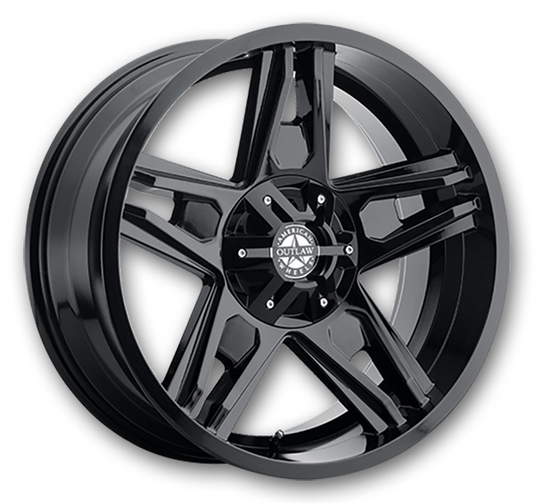 American Outlaw Wheels Lonestar 20x9 Gloss Black 5x139.7 +10mm 108mm