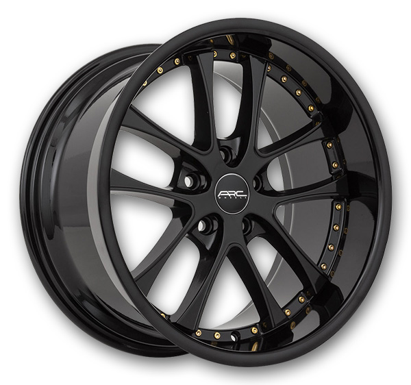 ARC Wheels AR5 18x9.5 All Black Gold Rivet 5x114.3 +30mm 73.1mm