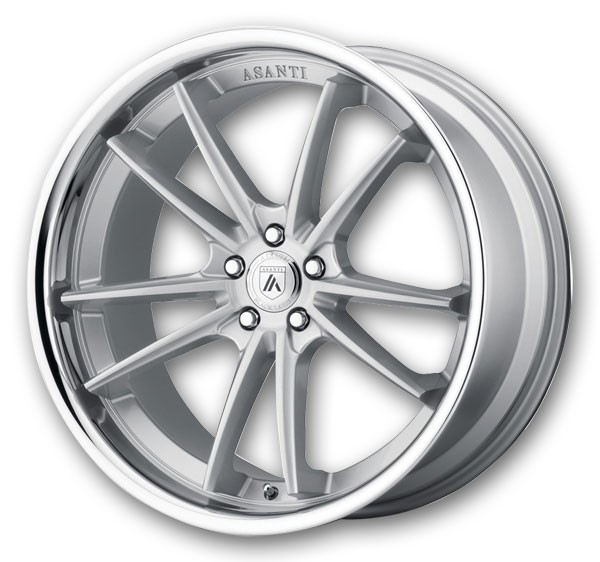Asanti Black Label Wheels Sigma 22x10.5 Brushed Silver Chrome Lip 5x115 +25mm 72.6mm