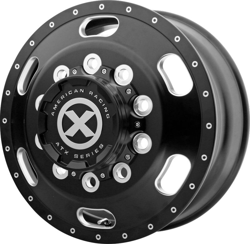 ATX Wheels AO402 Indy Dually 22x8.25 Satin Black Milled - Front 10x11.25 +145mm 220.1mm