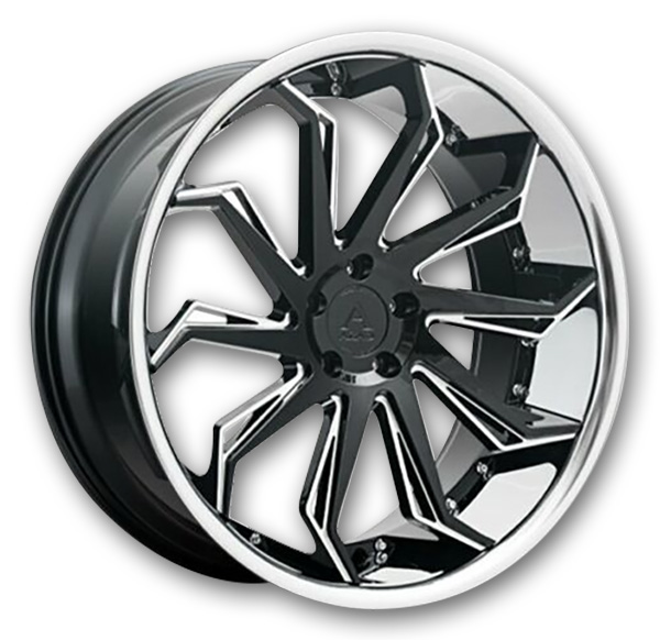 Azad Wheels AZ1029 22x10.5 Brushed Silver with Chrome SS Lip 5x115 +20mm 72.56mm