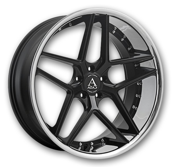 Azad Wheels AZ1029 22x10.5 Gloss Black with Stainless Steel Lip  +20mm 73.1mm