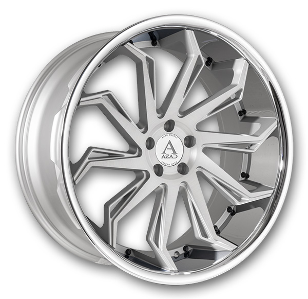 Azad Wheels AZ1101 22x9 Brushed Silver with a Stainless Steel Lip 5x115 +15mm 72.56mm