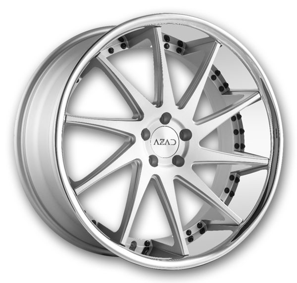 Azad Wheels AZ23 22x10.5 Brushed Face with SS Lip 5x112 +40mm 66.56mm