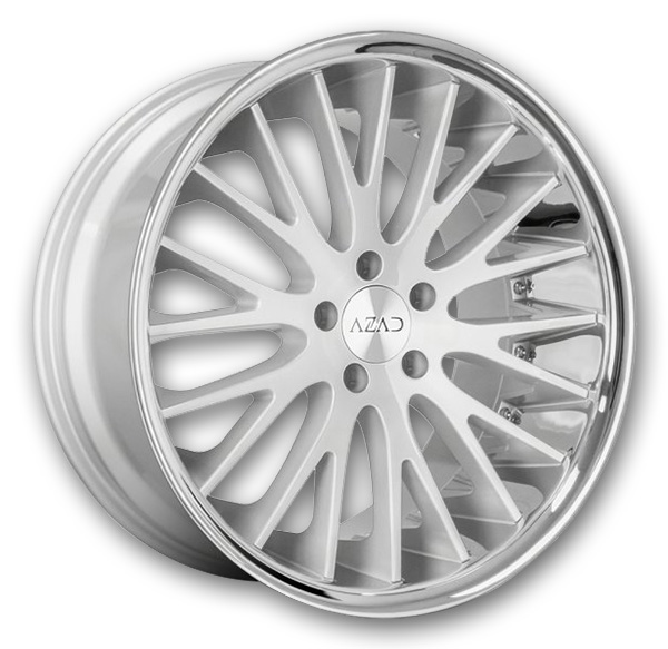 Azad Wheels AZ33 22x9 Brushed Silver with Chrome Lip  +35mm 72.56mm
