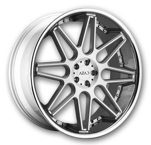 Azad Wheels AZ77 24x10 Brushed Face and Chrome SS Lip  +20mm 72.56mm