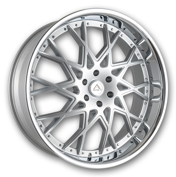 Azad Wheels AZ822 24x10 Brushed Face and Chrome SS Lip  +10mm 78.1mm