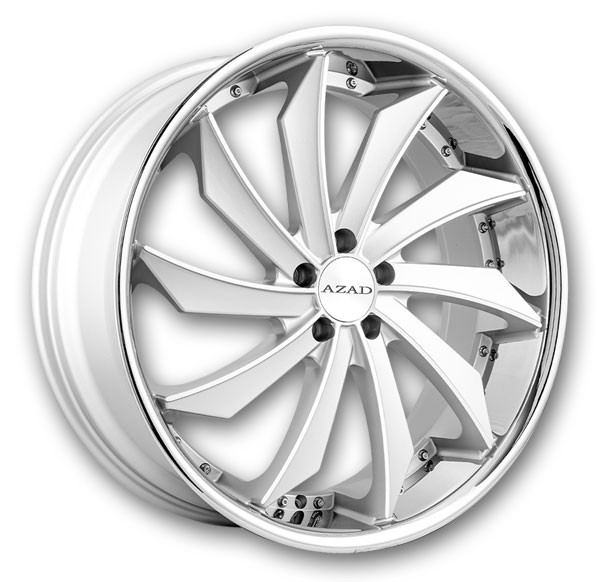 Azad Wheels AZ911 22x9 Semi Matte Silver with Chrome SS Lip 5x112 +35mm 66.56mm