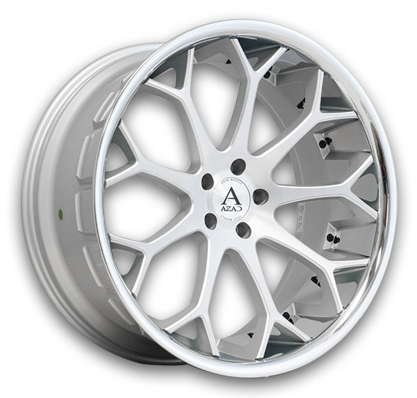 Azad Wheels AZ99 22x9 Brushed Silver with SS Lip 5x112 +30mm 66.56mm