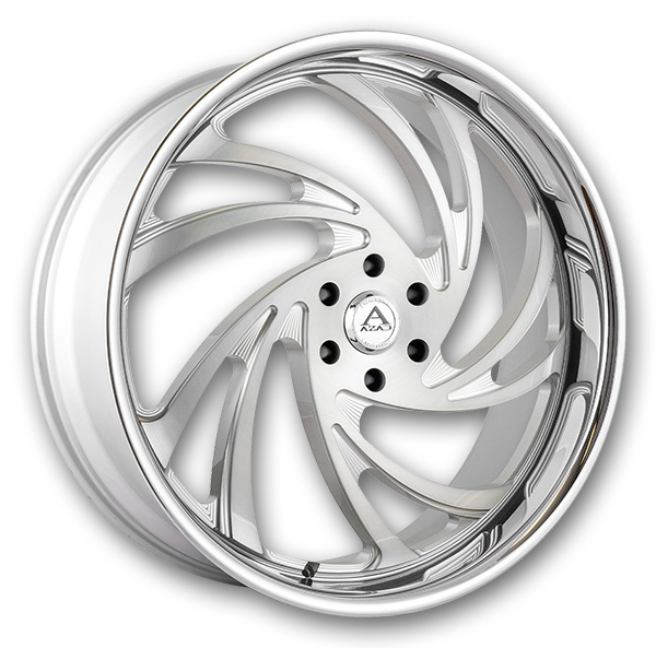 Azad Wheels AZ Drip 24x10 Silver Machined Face and Chrome SS Lip  +25mm 78.1mm