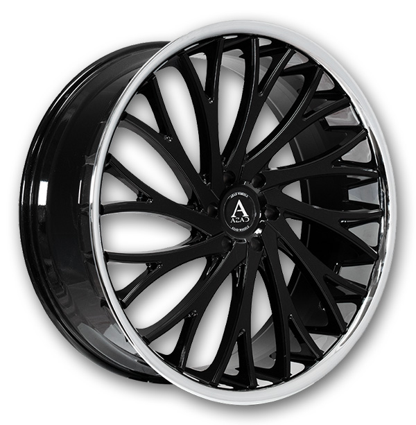 Azad Wheels AZV01 22x9.5 Gloss Black with Stainless Steel Lip 6x139.7 +25mm 87.1mm