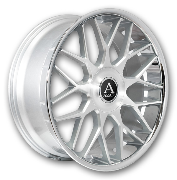 Azad Wheels AZV02 24x10 Brushed Silver with Chrome SS Lip 5x112/5x120 +35mm 73.1mm