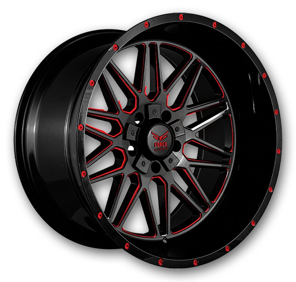 Force Offroad Wheels F44 20x10 Red Milled 5x127/5x139.7 -12mm 78.1mm