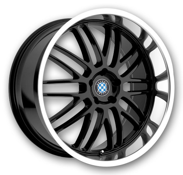 Beyern Wheels Mesh 19x9.5 Gloss Black w/ Mirror Cut Lip 5x120 +25mm 74.1mm