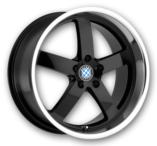 Beyern Wheels Rapp 17x8 Gloss Black w/ Mirror Cut Lip 5x120 +15mm 74.1mm
