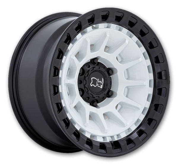 Black Rhino Wheels Barrage 17x8.5 Matte White On Matte Black 5x127 -10mm 71.5mm