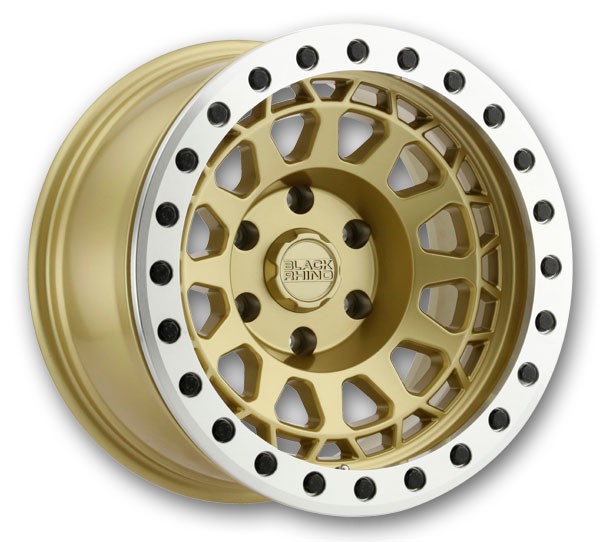 Black Rhino Wheels Primm Beadlock 17x8.5 Matte Gold w/ Machined Ring 6x139.7 +0mm 112.1mm