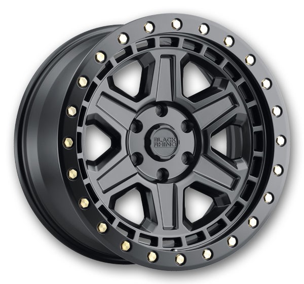 Black Rhino Wheels Reno 17x9 Matte Black w/ Brass Bolts 5x114.3 -18mm 71.6mm