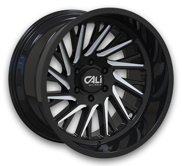 Cali Off-Road Wheels 9114 Purge 20x10 Gloss Black and Milled 6x139.7 -25mm 106mm