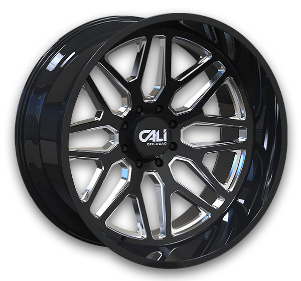 Cali Off-Road Wheels 9115 Invader 28x12 Gloss Black Milled 6x139.7 -44mm 106.1mm