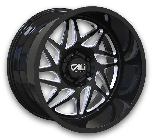 Cali Off-Road Wheels 9112 Gemini 20x9 Gloss Black with Milled Spokes 8x165.1 +0mm 125.2mm