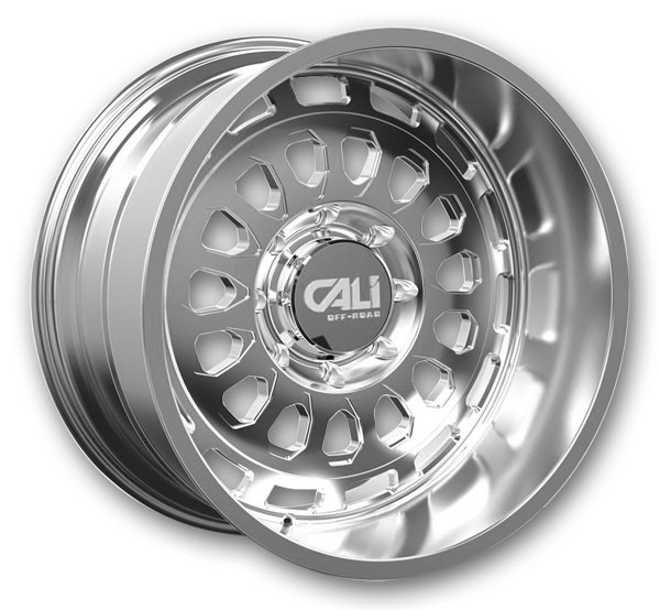 Cali Off-Road Wheels 9113 Paradox 22x12 Polished with Milled Windows 8x170 -51mm 125.2mm
