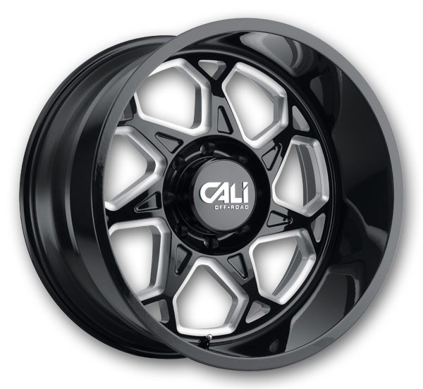 Cali Off-Road Wheels 9111 Sevenfold 20x10 Gloss Black with Milled Spokes 6x135 -25mm 87.1mm