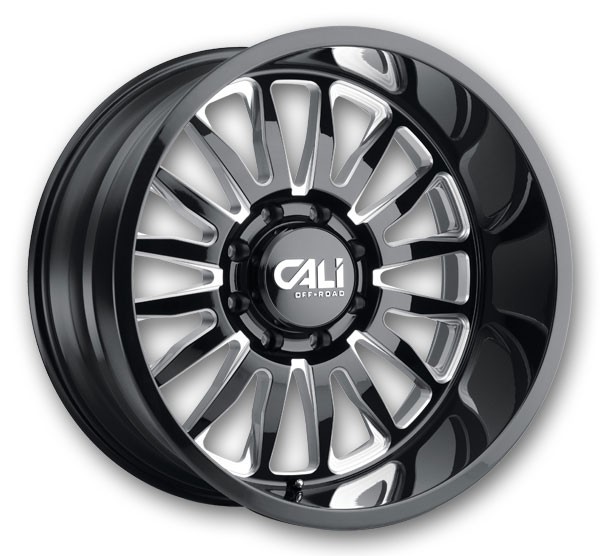 Cali Off-Road Wheels 9110 Summit 20x9 Gloss Black and Milled 6x139.7 -12mm 106mm