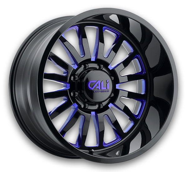 Cali Off-Road Wheels 9110 Summit 20x12 Gloss Black/Blue Milled 6x135 -51mm 87.1mm