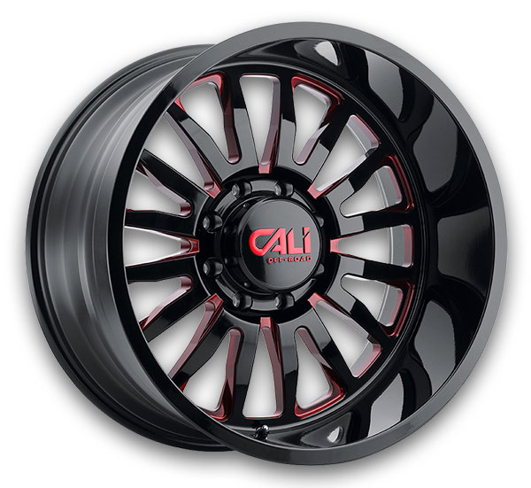 Cali Off-Road Wheels 9110 Summit 20x9 Gloss Black/Red Milled 8x180 +0mm 124.1mm