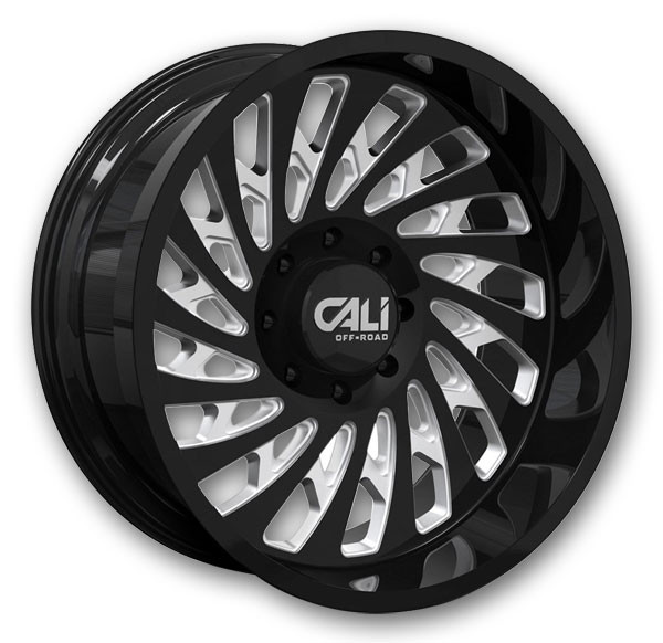 Cali Off-Road Wheels 9108 Switchback 20x12 Gloss Black and Milled 8x165.1 -51mm 130.8mm