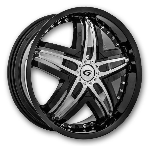 Diablo Wheels Blitz 22x9.5 Black with Chrome Inserts  +13mm 73.1mm
