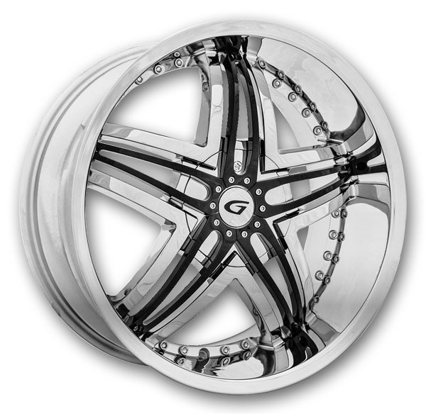 Diablo Wheels Blitz 24x10 Chrome with Black Inserts  +12mm 73.1mm
