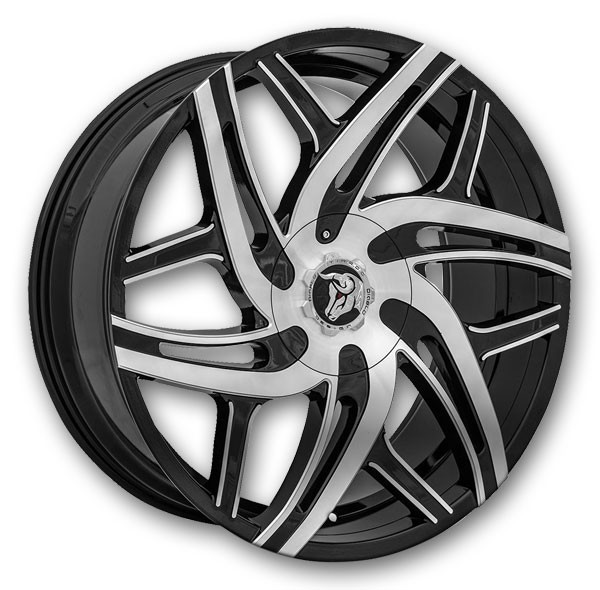 Diablo Wheels Hurricane 24x10 Black with Machined Face  +12mm 73.1mm