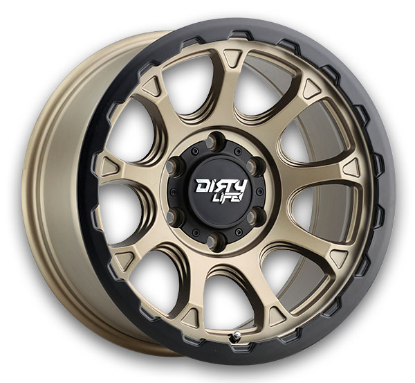Dirty Life Wheels 9307 Drifter 17x8.5 Matte Gold with Black Lip 6x139.7 -6mm 106mm