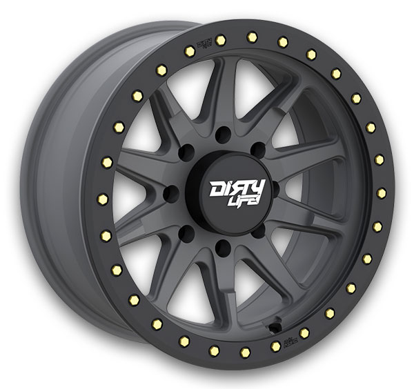 Dirty Life Wheels 9304 DT-2 17x9 Matte Gunmetal with Simulated Beadlock Ring 5x127 -38mm 78.1mm