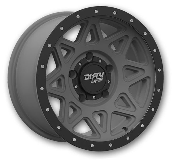 Dirty Life Wheels 9305 Theory 17x9 Matte Gunmetal with Black Lip 5x127 -12mm 78.1mm