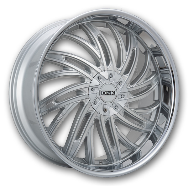 DNK Street Wheels 701 24x10 Brushed Face Silver Stainless Lip 5x115/5x120 +15mm 78.1mm