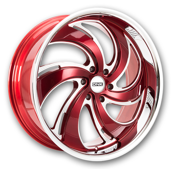 DNK Street Wheels 702 24x10 Red Milled With Stainless Lip 6x139.7 +25mm 106.4mm