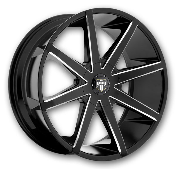 Dub Wheels Push 20x8.5 Gloss Black Milled 5x114.3/5x127 +30mm 72.6mm