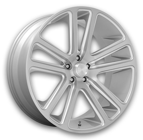 Dub Wheels Flex 22x9.5 Gloss Silver Brushed Face 6x139.7 +25mm 106.1mm