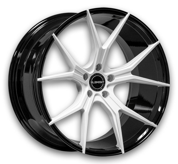 Element Wheels EL1225 20x8.5 Black with White Face 5x112 +35mm 66.56mm