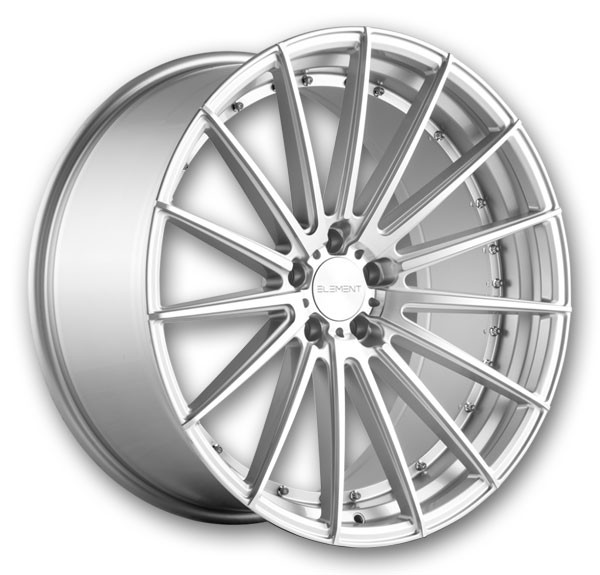 Element Wheels EL15 22x10.5 Silver Machined with Chrome Rivets 5x115 +20mm 72.56mm