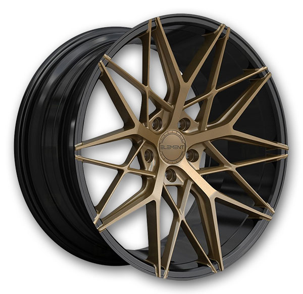 Element Wheels EL24 20x10 Gloss Black With Matte Bronze Face 5x115 +25mm 72.56mm