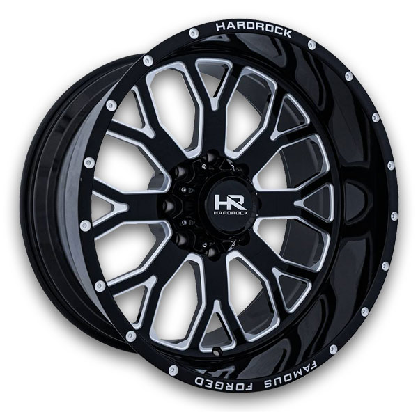Famous Forged Wheels H801 22x14 Gloss Black Milled 8x165.1 -76mm 125.2mm