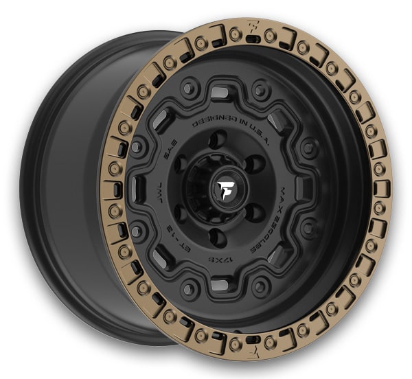 Fittipaldi Offroad Wheels FT100 18x9 Black with Bronze Ring 8x165.1 +18mm 125.2mm