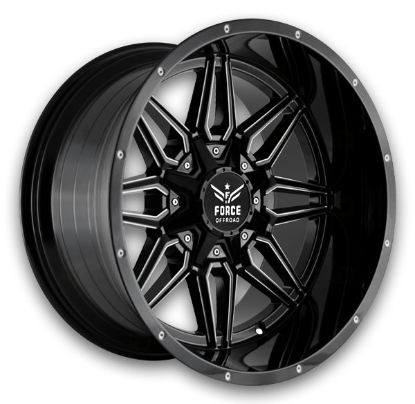 Force Offroad Wheels F10 20x10 Black Milled 5x127/5x139.7 -12mm 78.1mm