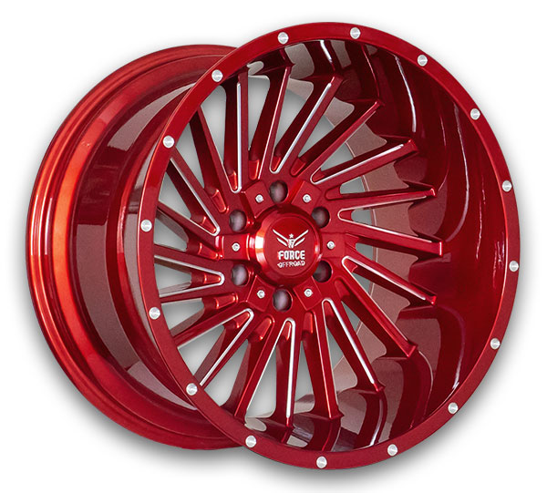 Force Offroad Wheels F38 20x12 Candy Red Milled 6x135/6x139.7 -44mm 106.1mm